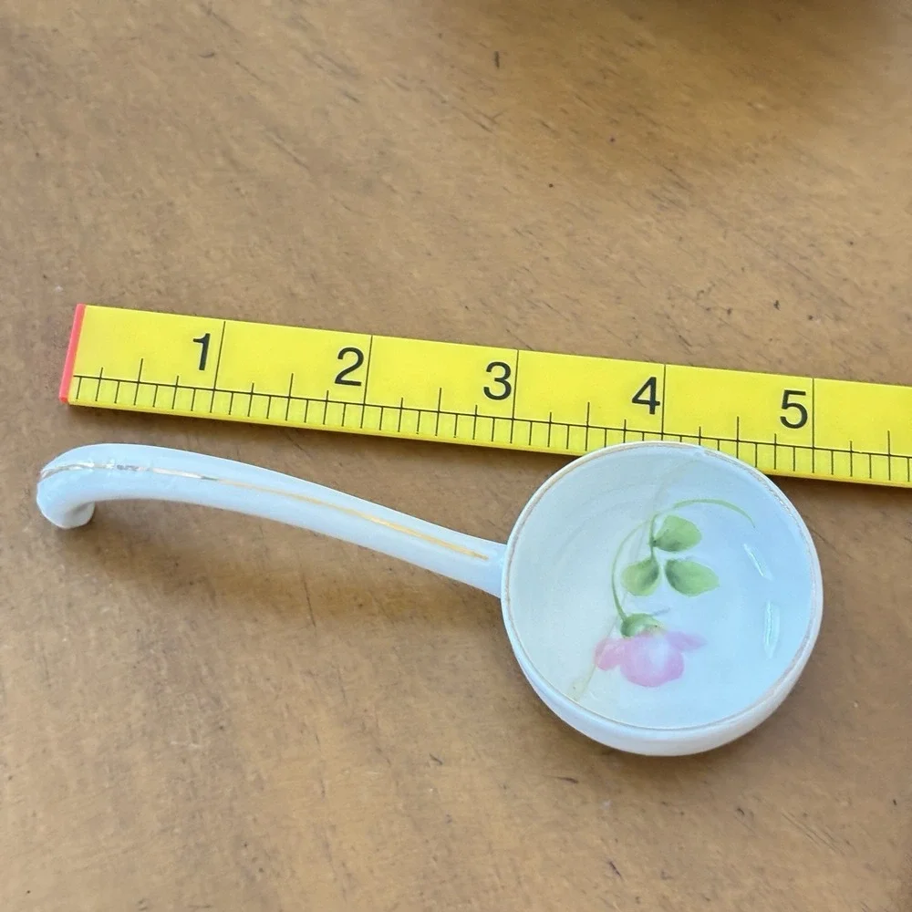 Antique Nippon Hand Painted Floral Footed Bowl w Ladle Berry Set 1900s Gold Trim